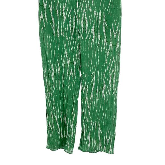 ZARA Green Printed Pajama Style Resort Set Top & Pants Small Medium Boho - Picture 11 of 12